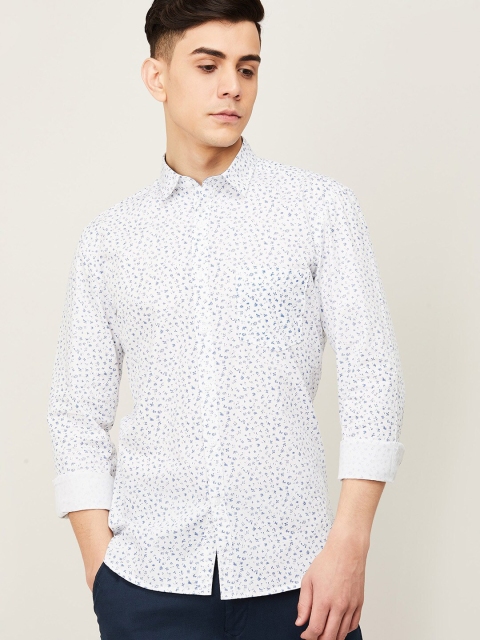 

CODE by Lifestyle Men White Slim Fit Floral Printed Cotton Casual Shirt