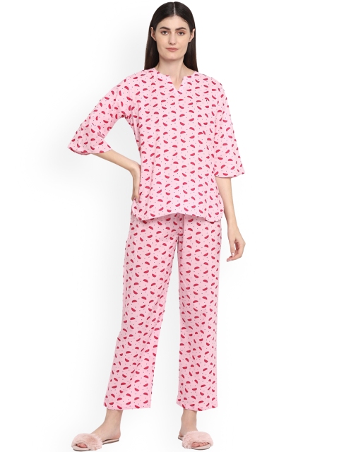 

Shopbloom Pack of 2 Women Pink Printed Slim-Fit Sleepsuit