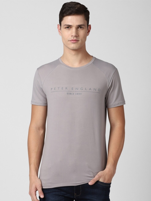 

Peter England Casuals Men Grey Typography Printed Slim Fit T-shirt
