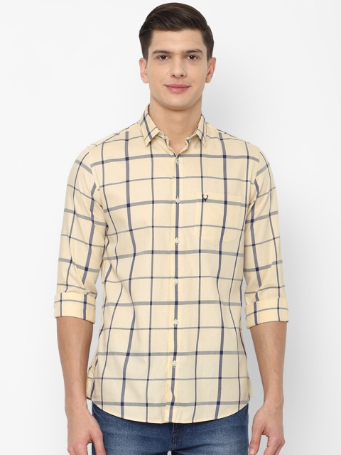 

Allen Solly Men Yellow Slim Fit Windowpane Checks Checked Casual Shirt