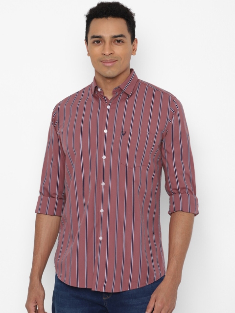 

Allen Solly Men Purple Slim Fit Striped Cotton Casual Shirt