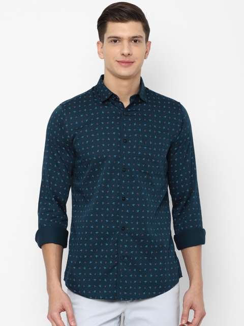 

Allen Solly Men Teal Slim Fit Printed Pure Cotton Casual Shirt