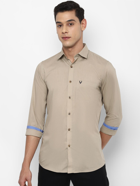 

Allen Solly Men Beige Slim Fit Cotton Blend Casual Shirt