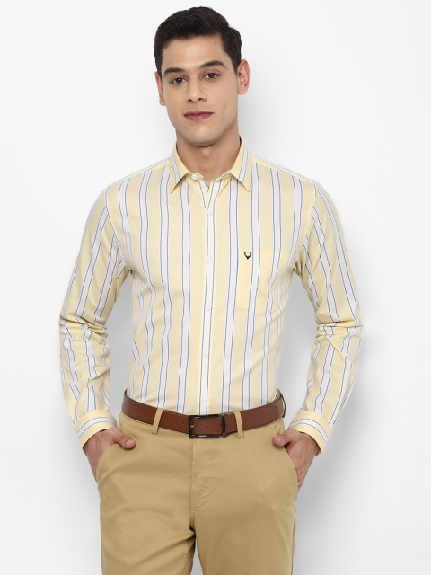 

Allen Solly Men Yellow & White Slim Fit Striped Cotton Formal Shirt