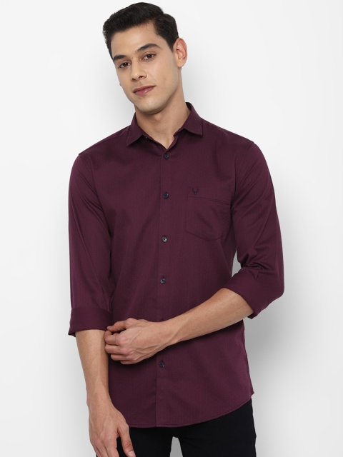 

Allen Solly Men Burgundy Slim Fit Printed Casual Cotton Shirt