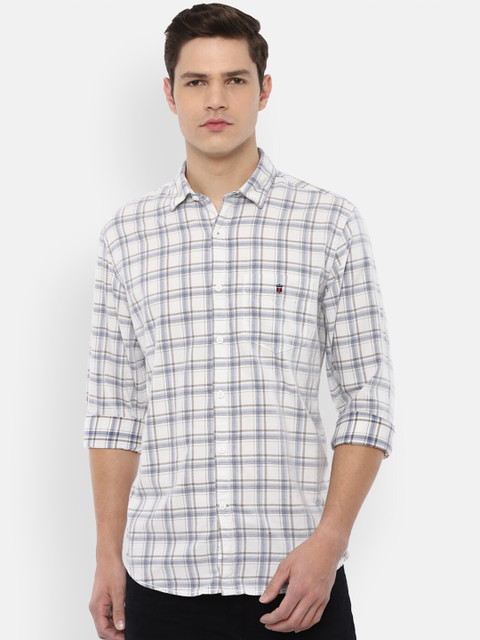 

Louis Philippe Sport Men Grey & White Slim Fit Checked Cotton Casual Shirt
