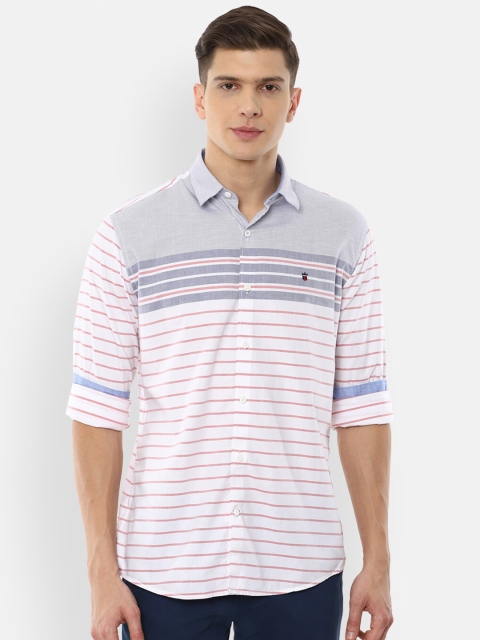 

Louis Philippe Sport Men White Slim Fit Horizontal Striped Cotton Casual Shirt