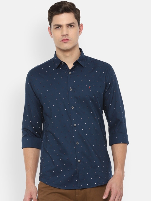 

Louis Philippe Sport Men Navy Blue Slim Fit Printed Pure Cotton Casual Shirt