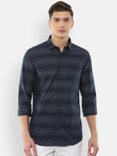 

Louis Philippe Sport Men Navy Blue Slim Fit Horizontal Stripes Striped Casual Shirt