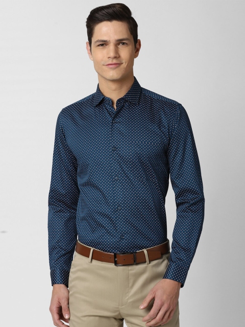 

Peter England Men Navy Blue Slim Fit Printed Cotton Formal Shirt