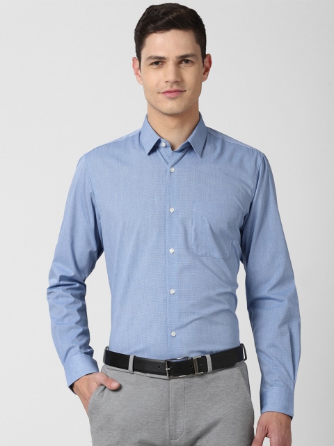 

Peter England Men Blue Regular Fit Micro Checked Formal Shirt