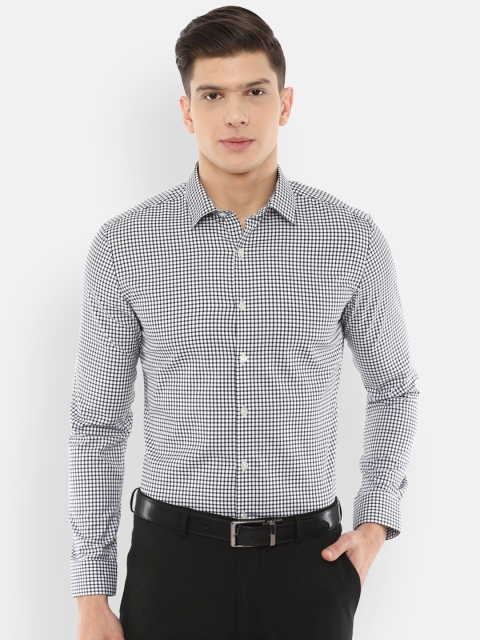 

Louis Philippe Men White Slim Fit Checked Formal Shirt