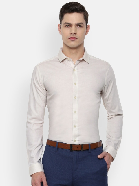 

Louis Philippe Men Beige Slim Fit Cotton Formal Shirt