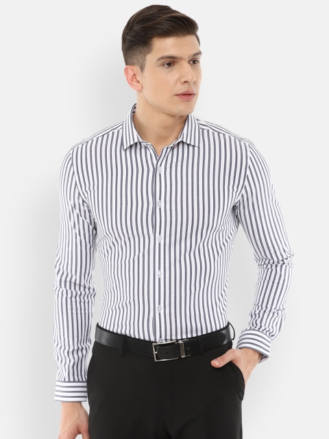 

Louis Philippe Men Grey Slim Fit Striped Formal Shirt