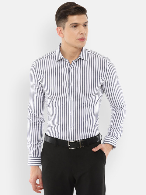 

Louis Philippe Men Grey Slim Fit Striped Casual Shirt