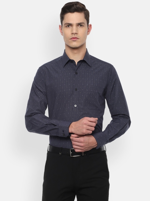 

Louis Philippe Men Navy Blue Slim Fit Checked Cotton Casual Shirt