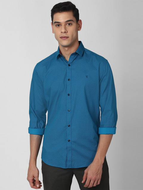 

V Dot Men Blue Slim Fit Casual Shirt