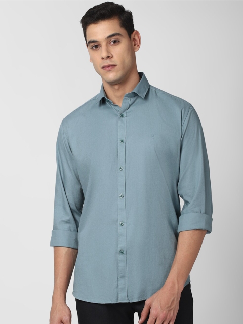 

V Dot Men Blue Slim Fit Cotton Casual Shirt