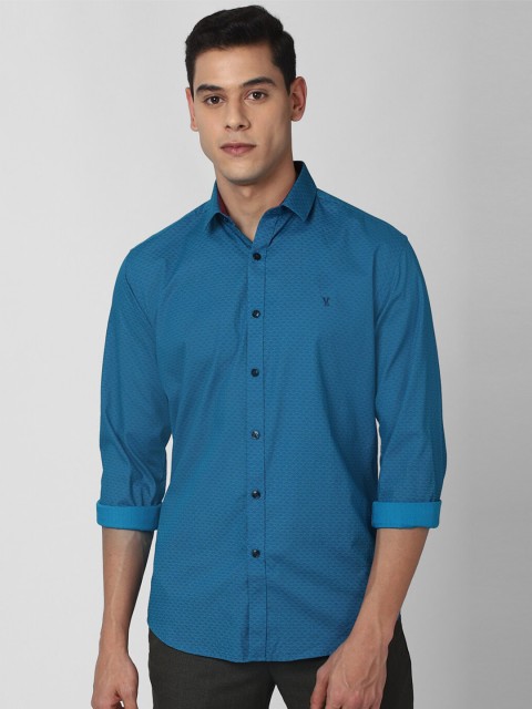 

V Dot Men Blue Slim Fit Casual Shirt
