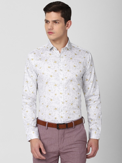 

V Dot Men Grey Slim Fit Floral Printed Pure Cotton Formal Shirt