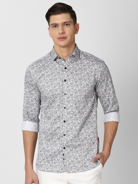 

V Dot Men Grey Slim Fit Floral Printed Casual Shirt
