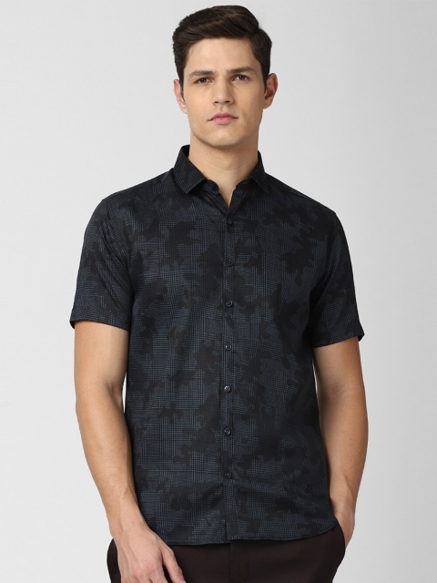 

V Dot Men Grey Abstract Printed Slim Fit Cotton Casual Shirt