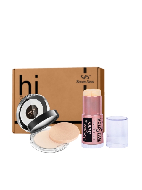 

Seven Seas Set of Panstick Foundation & 2 In 1 Concealer + Compact for Dusky Skin Tone, Beige