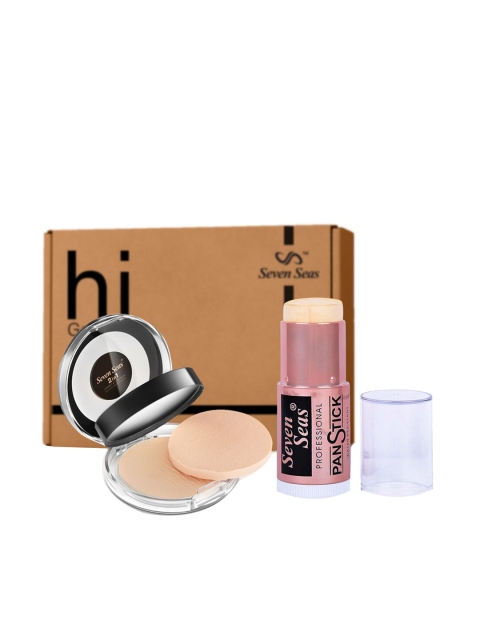 

Seven Seas Set of Panstick Foundation & 2 In 1 Concealer + Compact for Fair Skin Tone, Beige