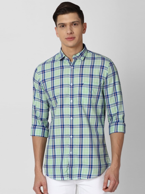 

Van Heusen Sport Men Green & Blue Tartan Checks Checked Slim Fit Cotton Casual Shirt