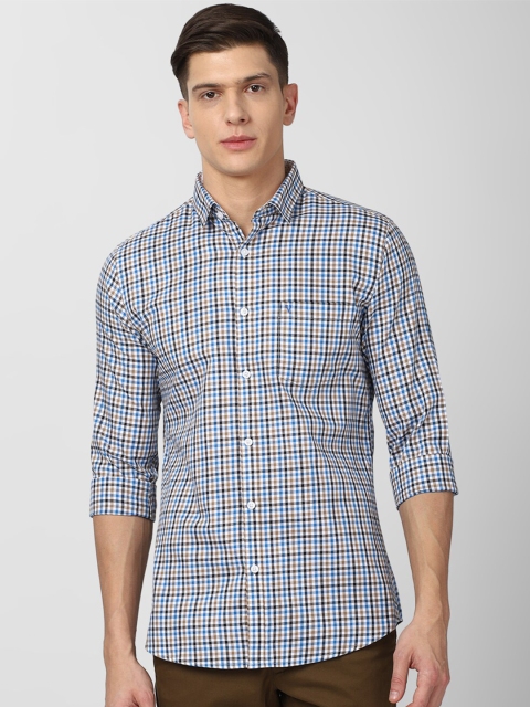 

Van Heusen Sport Men White & Blue Slim Fit Checked Pure Cotton Casual Shirt