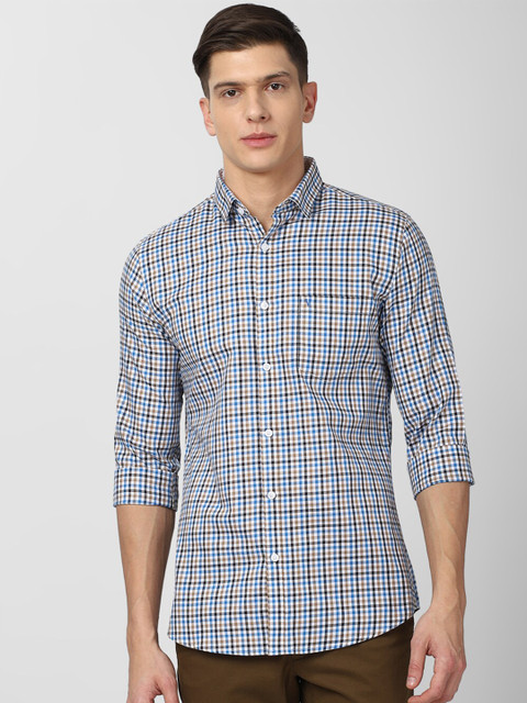 

Van Heusen Sport Men Blue Slim Fit Tartan Checks Pure Cotton Casual Shirt