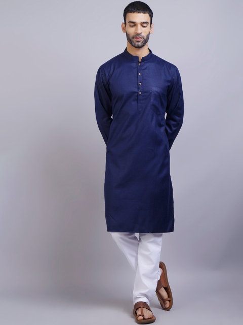 

GRACIT Men Navy Blue Thread Work Kurta