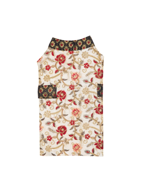 

Lulala Cream-Coloured & Red Embroidered Sherwani Dog Dress