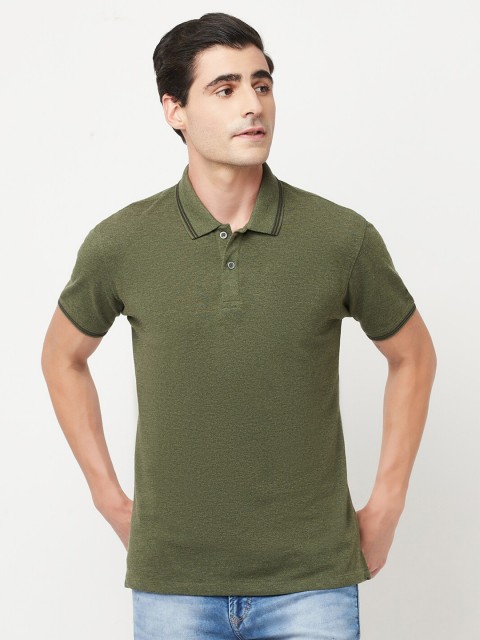 

Octave Men Olive Green Polo Collar T-shirt