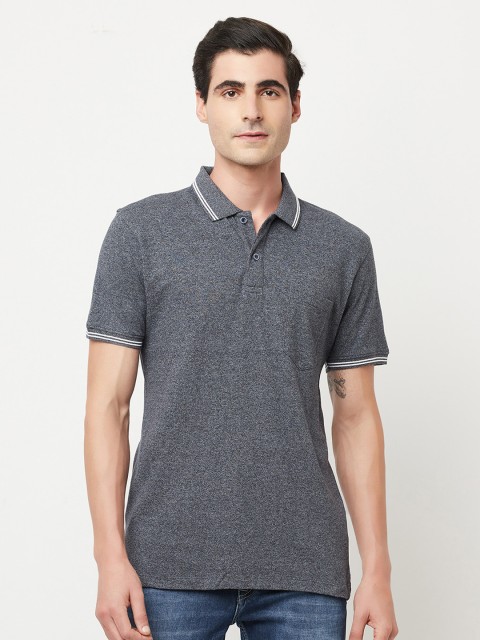 

Octave Men Grey Cotton Polo Collar T-shirt