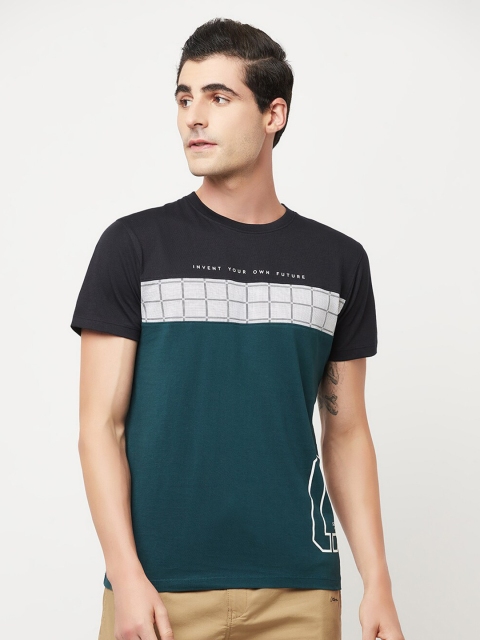 

Octave Men Black & Teal Colourblocked T-shirt