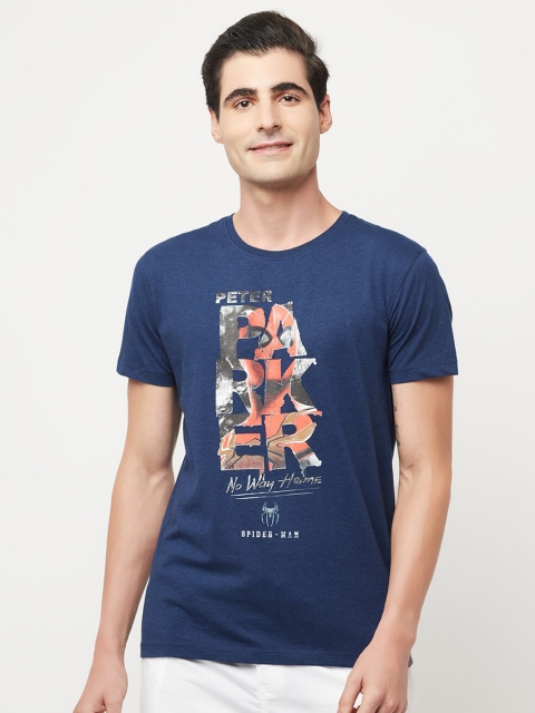 

Octave Men Navy Blue Typography Spider-Man Printed Cotton T-shirt