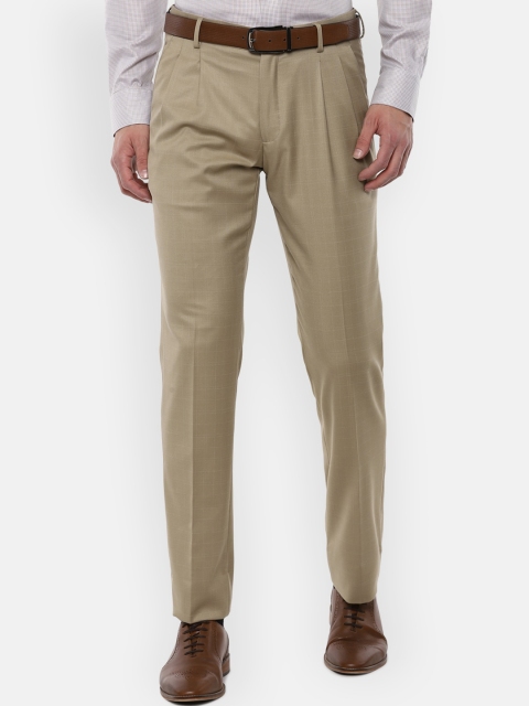 

Louis Philippe Men Khaki Pleated Formal Trousers