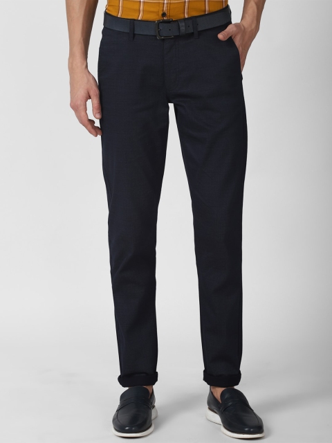 

Van Heusen Sport Men Navy Blue Textured Slim Fit Trousers