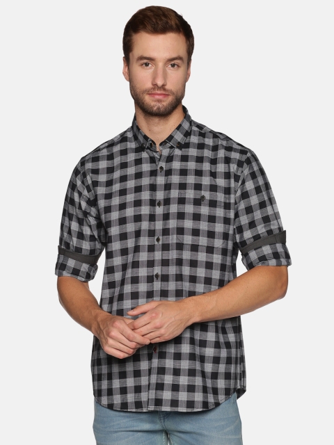 

DON VINO Men Black Relaxed Buffalo Checks Checked Casual Shirt