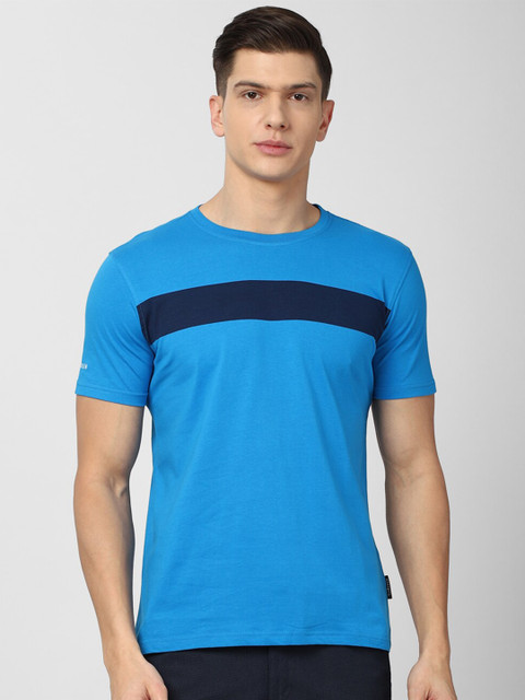 

Van Heusen Sport Men Blue Striped Pure Cotton T-shirt