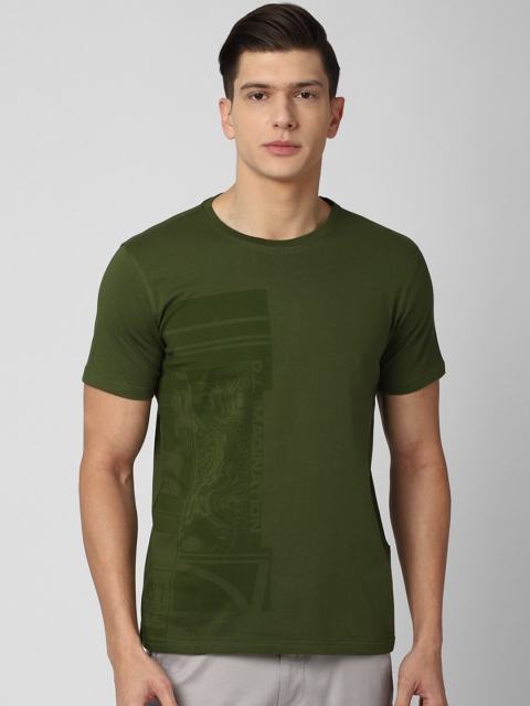 

Van Heusen Sport Men Olive Green Graphic Printed Pure Cotton T-shirt