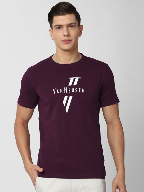 

Van Heusen Sport Men Purple & White Typography Printed Pure Cotton T-shirt