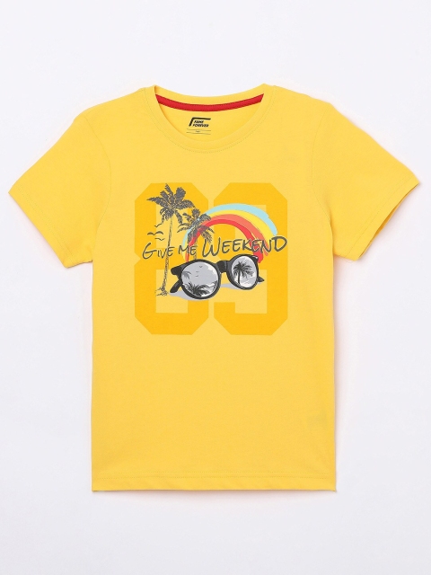 

Fame Forever by Lifestyle Boys Yellow Graphic Printed Pure Cotton T-shirt