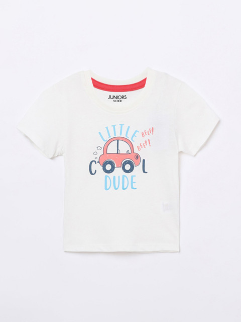 

Juniors Boys Blue Printed Pure Cotton T-shirt