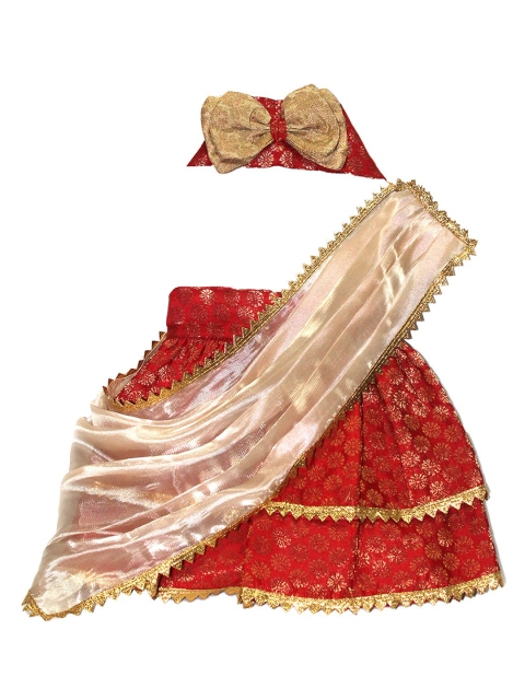 

Lulala Red & Golden Ethnic Printed Brocade Dog Lehenga Choli