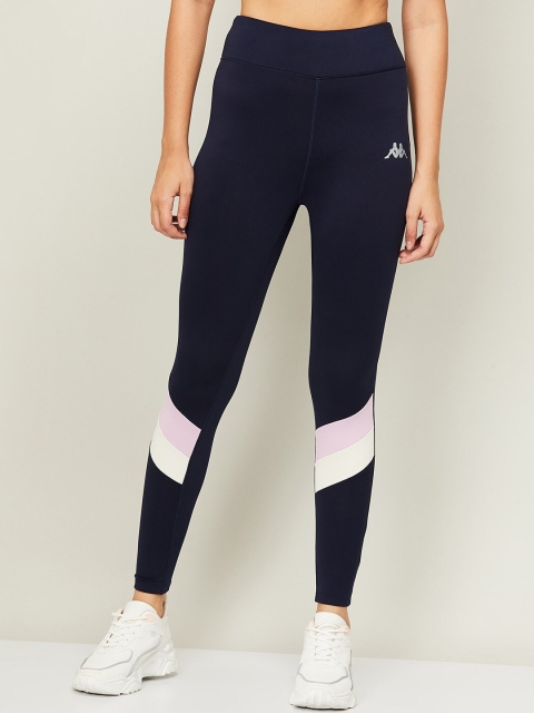 

Kappa Women Navy Blue Colourblocked Sports Tights