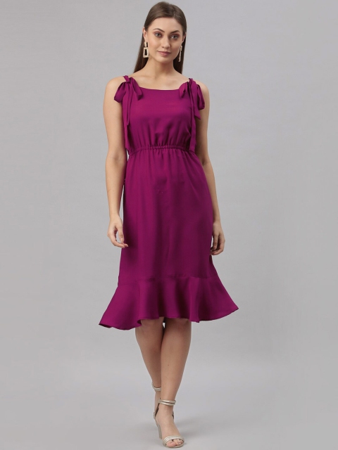 

Selvia Women Magenta Crepe A-Line Dress