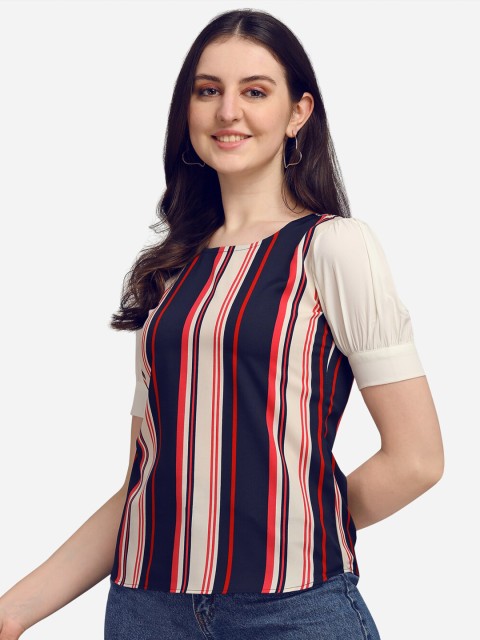 

Selvia Multicoloured Striped Crepe Top, Multi