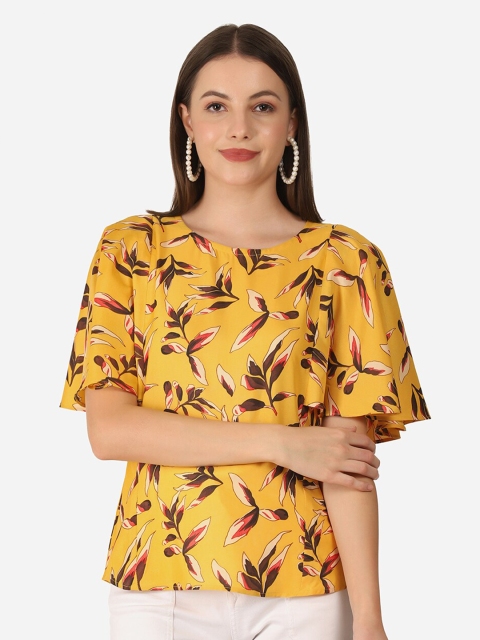 

Selvia Yellow Tropical Printed Top